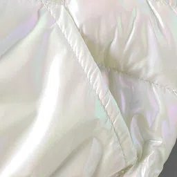 Kookie Kids Full Sleeves Padded Holographic Hoodie with Kangaroo Pockets -  White image 4
