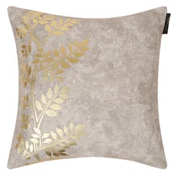 Hosta Homes Self Embossed Side Printed Velvet Cushion Covers Pack of 2 Cream Gold image 4