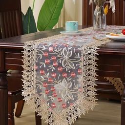 MONKDECOR Pink & Beige Embroidered TableRunners-picture-42