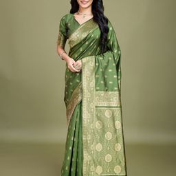 RICH & ROMAN Woven Design Zari Pure Silk Banarasi Saree-picture-17