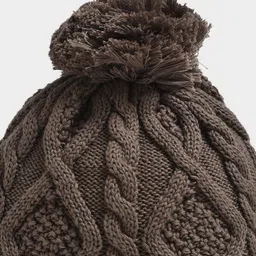 Mi Arcus 100% Cotton Cable Knitted Skull Cap - Brown image 5