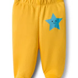 Babyhug Cotton Knit Bootie Leggings with Stripes & Star Print Pack of 3 - Red Light Blue & Yellow image 4