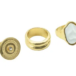 JOKER & WITCH Set Of 3 Gold-Plated & White Pitti Pisa Finger Rings image 3