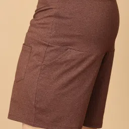 The Mom Store Brown Cotton Solid Shorts image 5