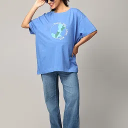 The Mom Store Maroon & Blue Cotton Printed T-Shirt Pack Of - 2 image 5