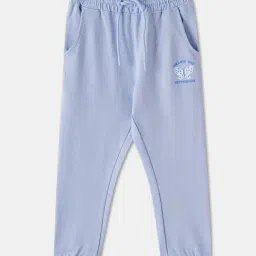 R&B Kids Light Blue Melange Graphic Regular Fit Joggers-picture-19