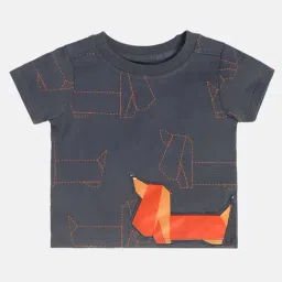 MINIKLUB Boys Dark Grey Printed T-Shirt-image-99