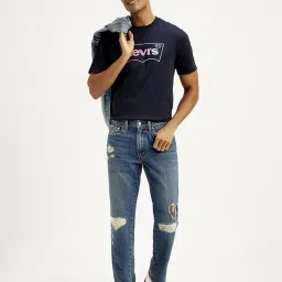 Levi's 550'92 Blue Cotton Relaxed Fit Distressed Jeans image 5