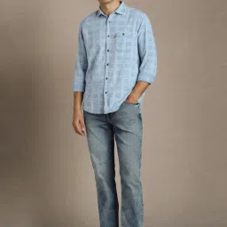 Louis Philippe Blue Slim Fit Checks Shirt image 5