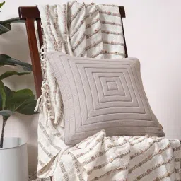 Maspar Textured Beige 300 Cotton Medium Cushion Cover-image-32