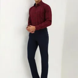 Allen Solly Maroon Cotton Slim Fit Checks Shirt image 5