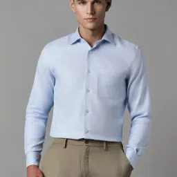 Louis Philippe Blue Cotton Regular Fit Texture Shirt-picture-34