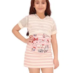 Cutecumber Girls Pink Printed Dress With Shrug Set-picture-27