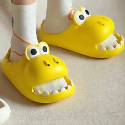 Baby Moo Kids Yellow Crocodile Beach Slippers 3D Cartoon Sliders-picture-40