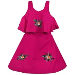 Wish Karo Girls Tomato Red Embroidered Frock-picture-17