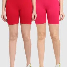 Gracit Red & Pink Cotton Sports Shorts - Pack Of 2 image 1