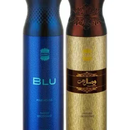 Ajmal Blu Homme & Wisal Dhahab Deodorant Spray for Men  - Pack of 2-picture-1