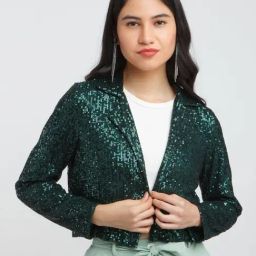 Zink London Green Embellished Blazer-picture-20