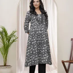 Vaasva Jaipur Black Cotton Floral Kurti image 5