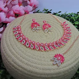 Anouk Rose Gold-Plated Stone-Studded Jewellery Set image 1