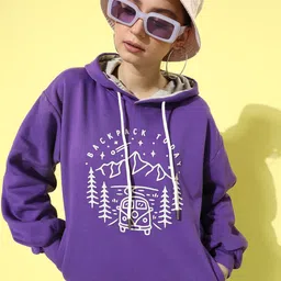 DILLINGER Women Graphic Printed Hooded Oversized Sweatshirt image 1