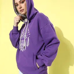 DILLINGER Women Graphic Printed Hooded Oversized Sweatshirt image 3