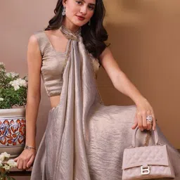 sanwariya silk Sanwariya Women Solid Silk Beads and Stones Silk Blend Saree image 4