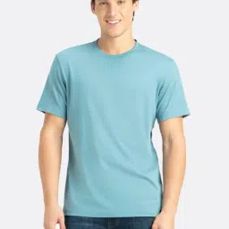 Jockey Athleisure Blue Cotton Regular Fit Solid T-Shirt-picture-15