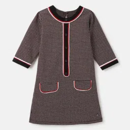 Blue Giraffe Girls Red Polyester Blend Checked Dress-picture-45