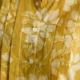 Rustorange Yellow Cotton Floral Print A Line Short Kurti image 5