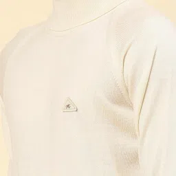 Monte Carlo Cream Wool Blend Regular Fit Solid Pullover image 5