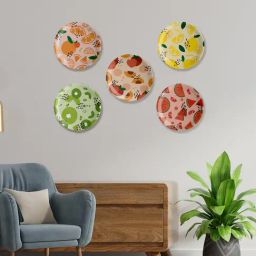 Nestroots Tropical Treats Multicolour Porcelain¿Decorative Wall Plate -Set of 5-picture-40