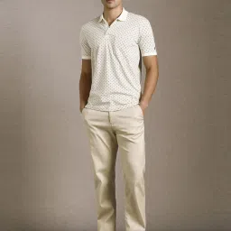 Louis Philippe White Cotton Slim Fit Printed Polo T-Shirt image 5