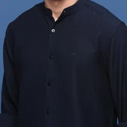 showoffff Showoff Navy Blue Cotton Slim Fit Texture Shirt image 5