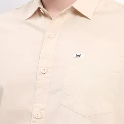 Lee Light Beige Slim Fit Cotton Shirt image 4