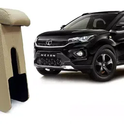 SCA SureStriv Heavy Quality Car Center Console/Handrest/Armrest Custom fit Wooden and Rexene for Tata Nexon All Model Beige-picture-35