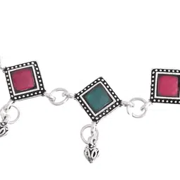 Silvermerc Designs Silver-Plated Artificial Stones Studded and Beaded Anklets image 4