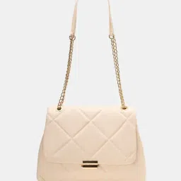 Forever Glam by Pantaloons Off White Quilted Shoulder Handbag-picture-24