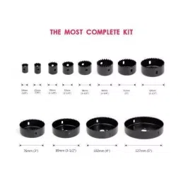 Muktanand Enterprise Hole Saw Drill Bit Set 19-127 mm Black For Plasterboard, Plastic, Wood, Mdf, Aluminum, Computer Tables (Pack of 16) image 3