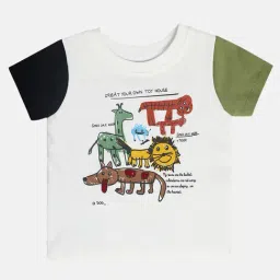 MINIKLUB Boys Cream Printed T-Shirt-image-53