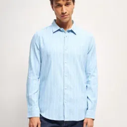 The Bear House Blue Slim Fit Striped Shirt-picture-38