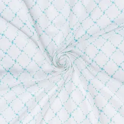 Parda Online Turquoise Blue & White 2 Pieces Self Design Sheer Window Curtain image 5