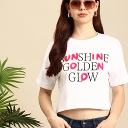 Mast & Harbour Typography Printed Drop-Shoulder Sleeves Pure Cotton T-shirt image 1