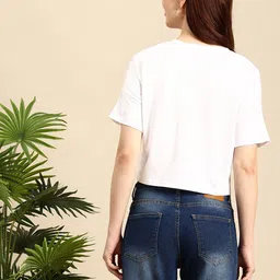 Mast & Harbour Typography Printed Drop-Shoulder Sleeves Pure Cotton T-shirt image 4