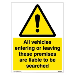 SUNSIGNS  All Vehicles Liable To Be Searched Signages Size 900x457 mm HP Print + Vinyl, SN0040-picture-31