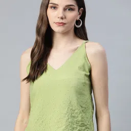 VARUSHKA Women Green Beaded Crop Top image 1