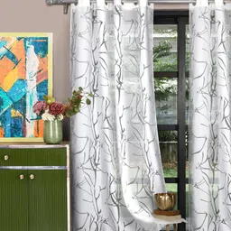 ROSARA HOME White Set of 2 Long Door Curtains image 1