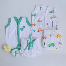 Yellow Doodle 100% Organic Cotton Sleeveless Vest And Cloth Nappy Green Hearts Everyday Essentials Babywear Pack Of 2 Medium - Green-picture-20
