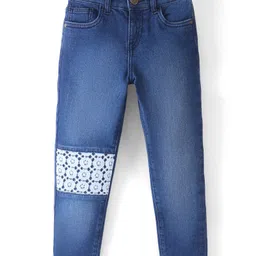 Pine Kids Full Length Denim with Lace Detailing- Mid Blue image 1