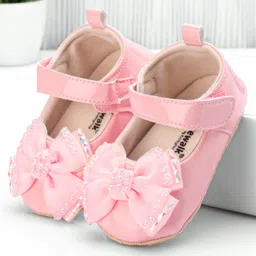 Cute Walk by Babyhug Velcro Closure Booties Bow Applique - Pink-picture-22